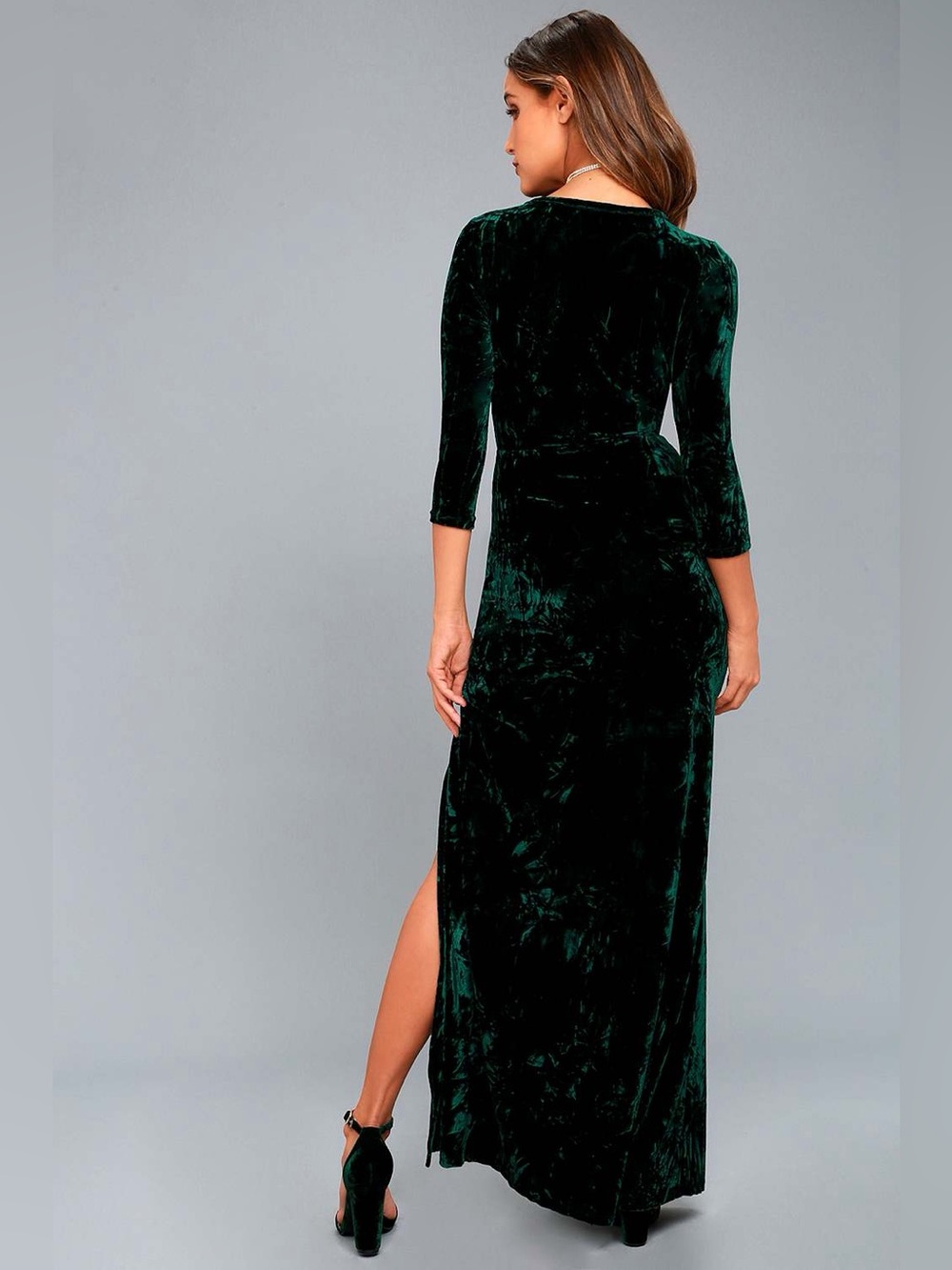 Lulus Keep Love Alive Forest Green Velvet Maxi Dress Size XL - Picture 4 of 12